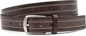 JV Belts Donkerbruine pantalonriem - heren en dames riem - 3.5 cm breed - Bruin - Echt Leer - Taille: 95cm - Totale lengte riem: 110cm