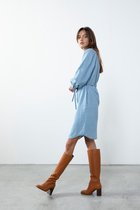 Sissy-Boy - Cognac hoge leren laarzen met hak - 37