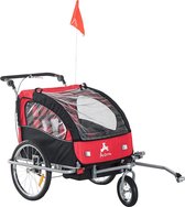 HOMCOM Fietskar Buggy 2-in-1 zwart/rood