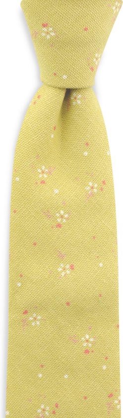 We Love Ties - Stropdas Linen Backyard - katoen - linden green / roze / wit