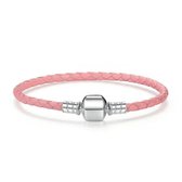 Gevlochten lederen bedelarmband 19 cm