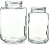 2x Glazen voorraadpotten/koekjespotten 4900 ml en 7000 ml - Zeller - Keukenbenodigdheden - Bewaarpotten/voorraadpotten - Snoeppotten - Koekjespotten - Voedsel bewaren/opslaan