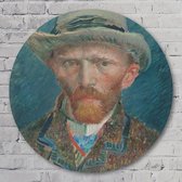 Muurcirkel ⌀ 100 cm - Zelfportret met grijze vilthoed, Vincent van Gogh, 1853 - 1890 - Kunststof Forex - Bekende personen - Rond Schilderij - Wandcirkel - Wanddecoratie