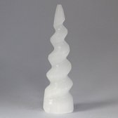 Seleniet Oplaadsteen - Natuurlijke Spiraal Eenhoorn Toren - 4x15cm