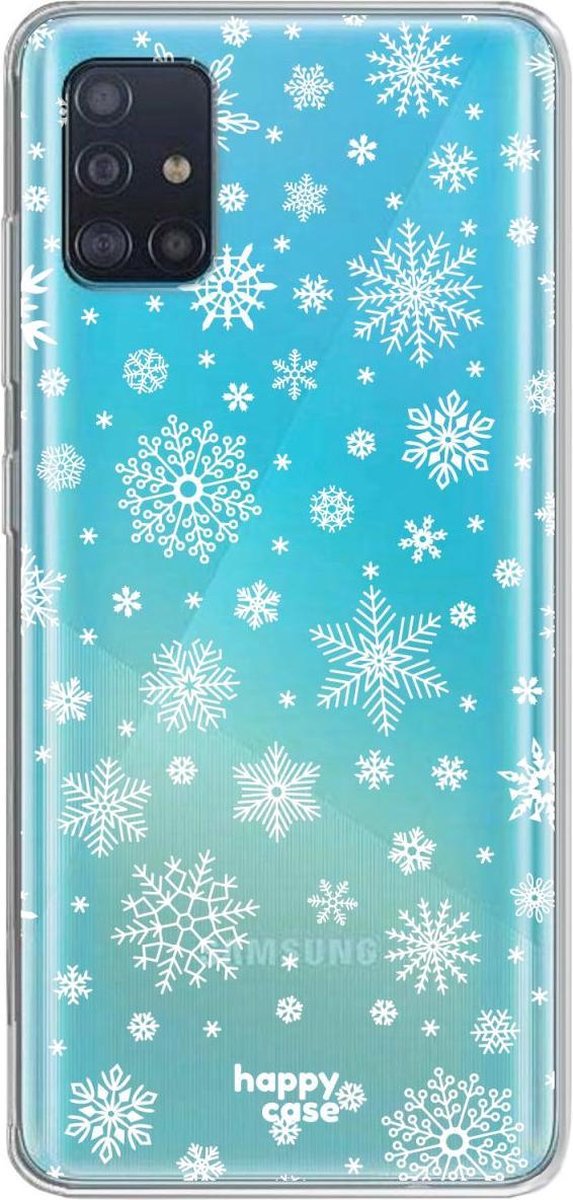 HappyCase Samsung Galaxy A51 Hoesje Flexibel TPU Sneeuwvlokken Print