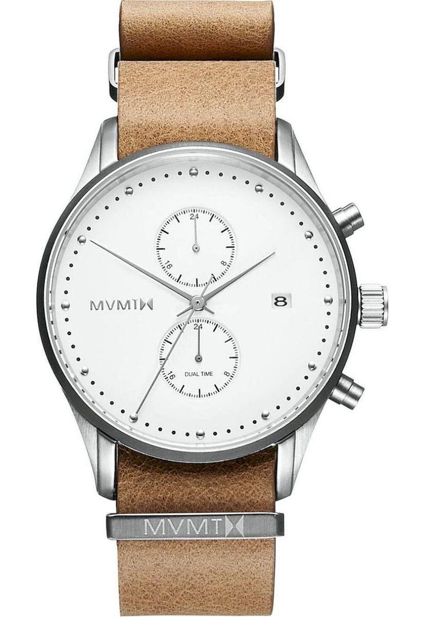 MVMT Voyager Biscayne D-MV01-WT - Horloge - Leer - Bruin - 42mm