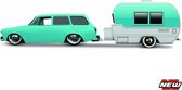 Maisto VW 1600 SQUAREBACK 1967 + CLASSIC CRAFT turquoise/wit schaalmodel 1:64
