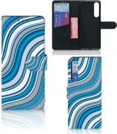 Book Case Sony Xperia 1 II Hoesje Waves Blue