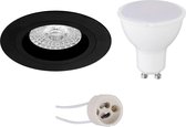 LED Spot Set - Aigi - Pragmi Rodos Pro - GU10 Fitting - Inbouw Rond - Mat Zwart - 6W - Helder/Koud Wit 6400K - Ø93mm - BSE