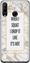 Huawei P30 Lite hoesje - Fitness quote squats - Soft Case Telefoonhoesje - Tekst - Grijs