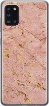 Samsung Galaxy A31 hoesje siliconen - Marmer roze goud - Soft Case Telefoonhoesje - Marmer - Roze