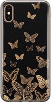 iPhone X/XS hoesje siliconen - Vlinders - Soft Case Telefoonhoesje - Print / Illustratie - Transparant, Zwart