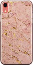 iPhone XR hoesje siliconen - Marmer roze goud - Soft Case Telefoonhoesje - Marmer - Transparant, Roze