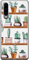 Huawei P30 hoesje - Cactus - Soft Case Telefoonhoesje - Planten - Groen