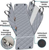 Luxe Beschermhoes Auto GRIJS incl. 1x autogordel DOGS&CO - Hondendeken auto - Carseatcover  - Water En Vuil Afstotend - Hoes Met Kijkvenster