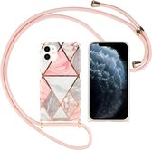 Cazy Geometry Pattern TPU Nek Strap hoesje voor Apple iPhone 12 Pro Max - Pink Marble