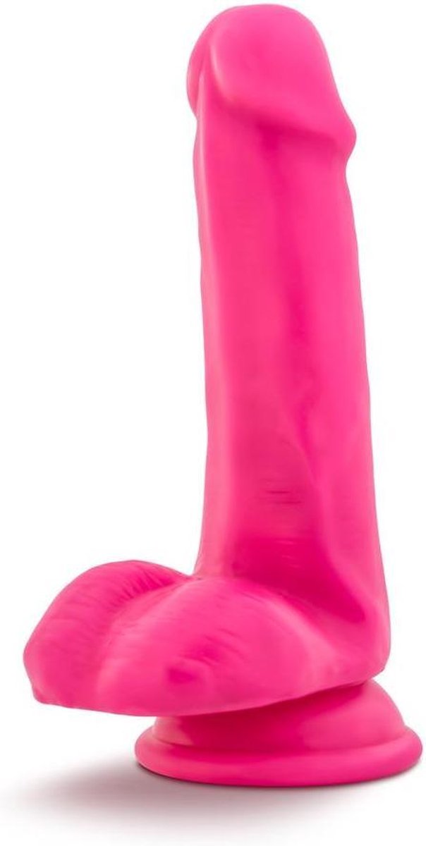 Goedkoopste Blush - Neon dildo met scrotum 15 cm dual density - Roze
