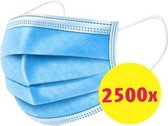 2500 stuks - Wegwerp 3laags gezichtsmaskers - mondmasker - mondkapje (blauw)