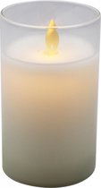 LED kaars/stompkaars wit in glas 12,5 cm flakkerend - Kerst diner tafeldecoratie - Home deco kaarsen