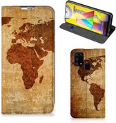 Wallet Bookcase Geschikt voor Samsung Galaxy M31 Telefoonhoesje Wereldkaart