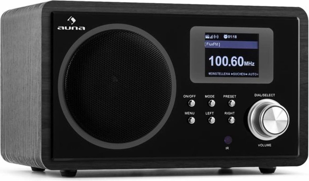 ir 150 radio fm dlna draadloze afstandsbediening retro houten behuizing zwart uitzoeken