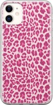 Leuke Telefoonhoesjes - Hoesje geschikt voor iPhone 11 - Luipaard roze - Soft case - TPU - Luipaardprint - Roze