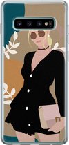 Samsung Galaxy S10 hoesje siliconen - Abstract girl - Soft Case Telefoonhoesje - Print / Illustratie - Multi