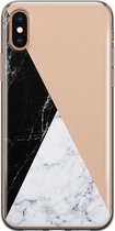 Leuke Telefoonhoesjes - Hoesje geschikt voor iPhone Xs Max - Marmer zwart bruin - Soft case - TPU - Marmer - Bruin