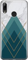 Huawei P Smart 2019 hoesje - Geometrisch blauw - Soft Case Telefoonhoesje - Print / Illustratie - Blauw