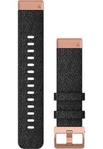 Garmin QuickFit Leren Horlogebandje - 20mm Polsbandje - Wearablebandje - Zwart Geschakeerd met Rose Gouden Gesp