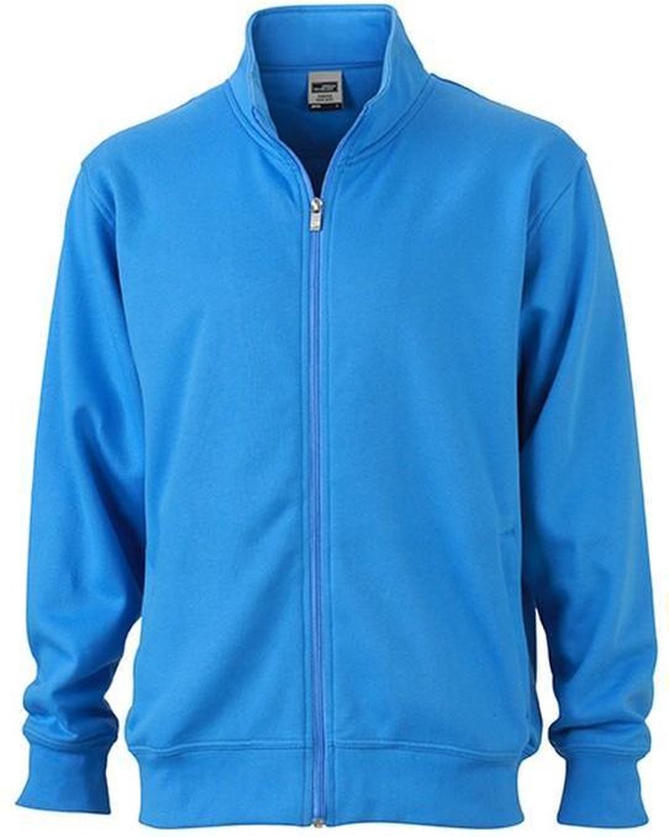 James and Nicholson Unisex Workwear Sweat Jacket Aqua Blauw