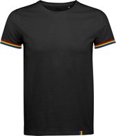 SOLS Heren Regenboog T-Shirt (Diep zwart/multikleurig) Maat S Rainbow -LHBT