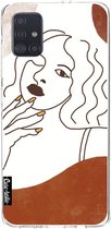Casetastic Samsung Galaxy A51 (2020) Hoesje - Softcover Hoesje met Design - Line Art Woman Print
