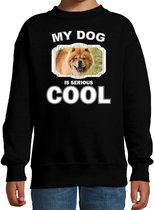 Chow chow honden trui / sweater my dog is serious cool zwart - kinderen - Chow chows liefhebber cadeau sweaters 3-4 jaar (98/104)