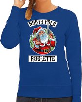 Foute Kerstsweater / Kersttrui Northpole roulette blauw voor dames - Kerstkleding / Christmas outfit S