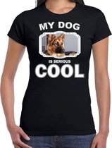 Duitse herder honden t-shirt my dog is serious cool zwart - dames - Duitse herders liefhebber cadeau shirt 2XL