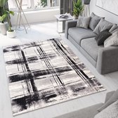 Tapiso Dream Vloerkleed Korte Stapel Woonkamer Slaapkamer Wit Zwart Frame Design Modern Duurzaam Interieur Hoogwaardig Tapijt Maat - 250 x 300 cm