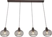 QAZQA frances - Hanglamp eettafel - 4 lichts - L 130 cm - Bruin
