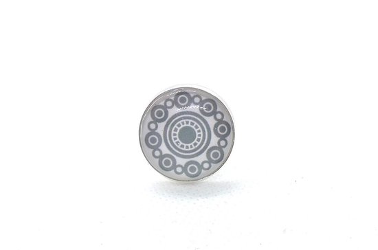 2 Bouton 2 Love it Zeeuwse Grijs - Ring - Taille ajustable - Diamètre 20 mm - Grijs - Wit - Couleur argent