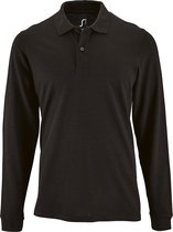 SOLS Heren Perfecte Lange Mouw Pique Polo Shirt (Zwart)