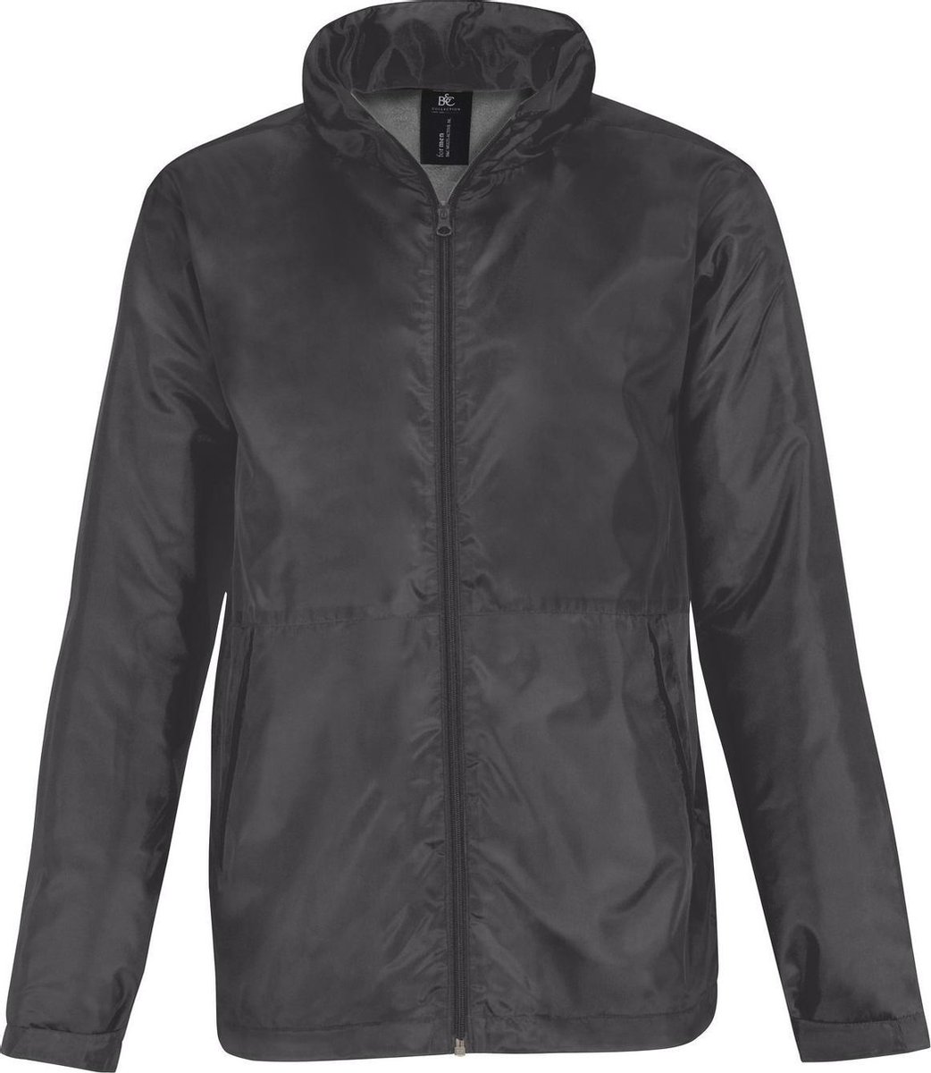 B&C Mens Multi Active Hooded Fleece Lined Jacket Donkergrijs