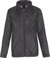 B&C Mens Multi Active Hooded Fleece Lined Jacket (Donkergrijs)