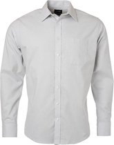 James and Nicholson Heren Longsleeve Oxford Shirt (Zilver)