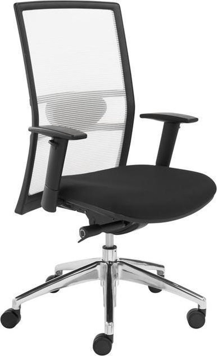 Ergonomische EN-1335 genormeerde bureaustoel 1514 Chroom frame met rug in Wit