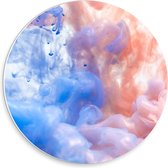 Forex Wandcirkel - Blauw met Roze Wolkjes - 30x30cm Foto op Wandcirkel (met ophangsysteem)