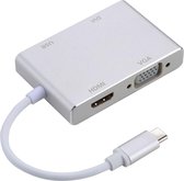 4 in 1 Aluminium Hub - USB-C naar VGA & DVI & HDMI & USB 3.0 adapter - Geschikt voor o.a. Macbook / Surface / Laptop etc
