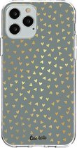 Casetastic Apple iPhone 12 / iPhone 12 Pro Hoesje - Softcover Hoesje met Design - Golden Hearts Green Print