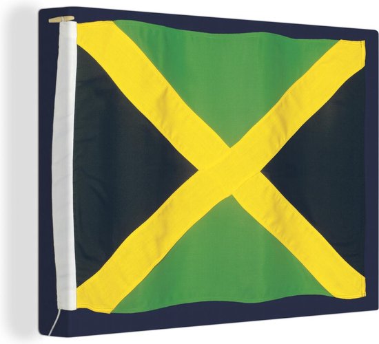 Drapeau de la Jamaïque sur fond noir Toile 160x120 cm - Tirage photo sur  Toile... | bol