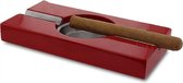 Bookwill Sigaren asbak - rood - hout / metaal - 2 legger - 21 x 11 cm - sigarenhouder