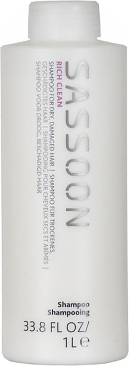 SASSOON Rich Clean Shampoo -1000 ml - Normale shampoo vrouwen - Voor Alle haartypes